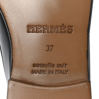 Hermes Calfskin Womens Kennedy Loafers 37 Black White 8 of 9