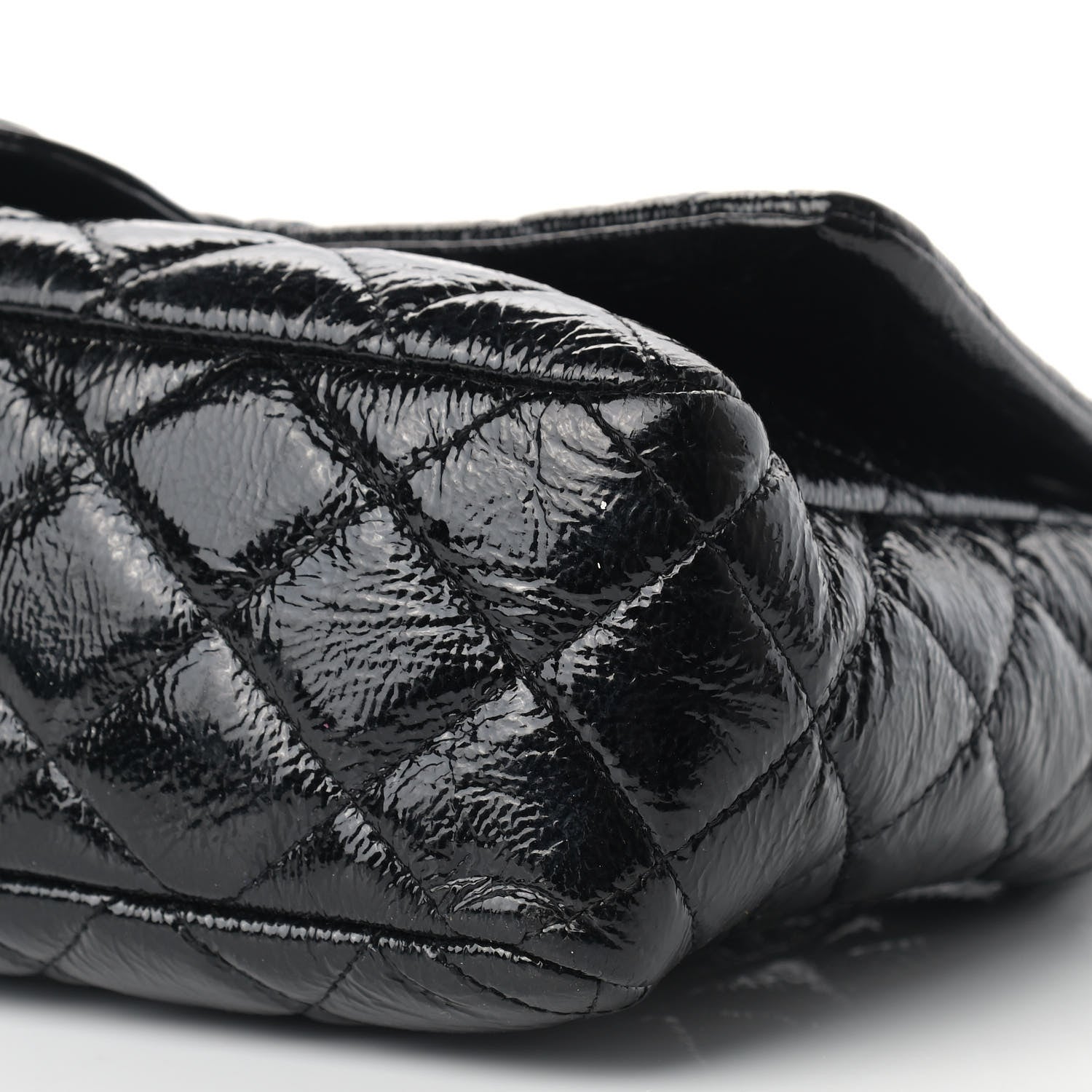 Chanel Crinkled Patent Quilted Jumbo Single Flap Black 9 of 15