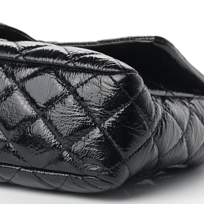 Chanel Crinkled Patent Quilted Jumbo Single Flap Black 9 of 15