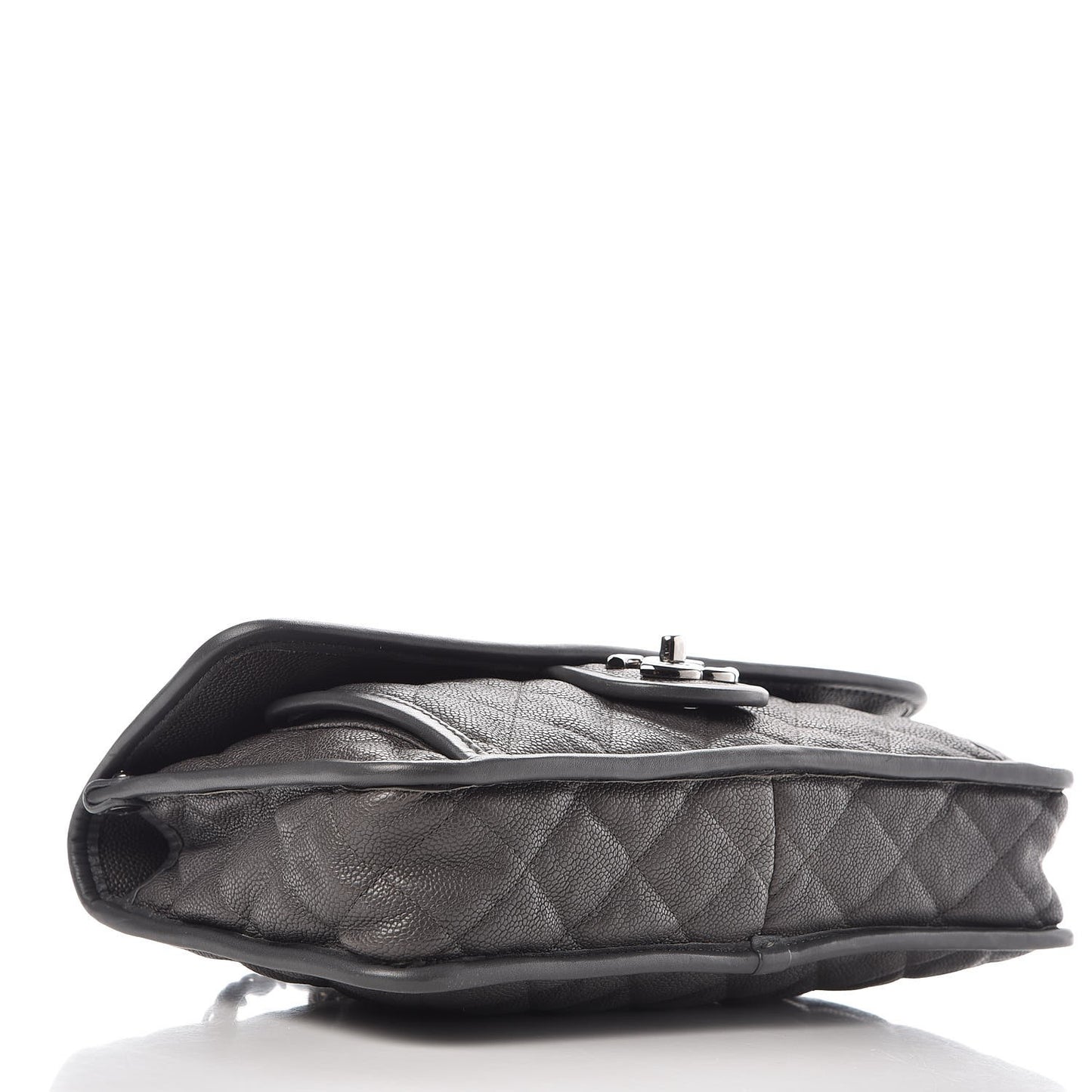 Caviar Quilted Medium French Riviera Flap Dark Grey