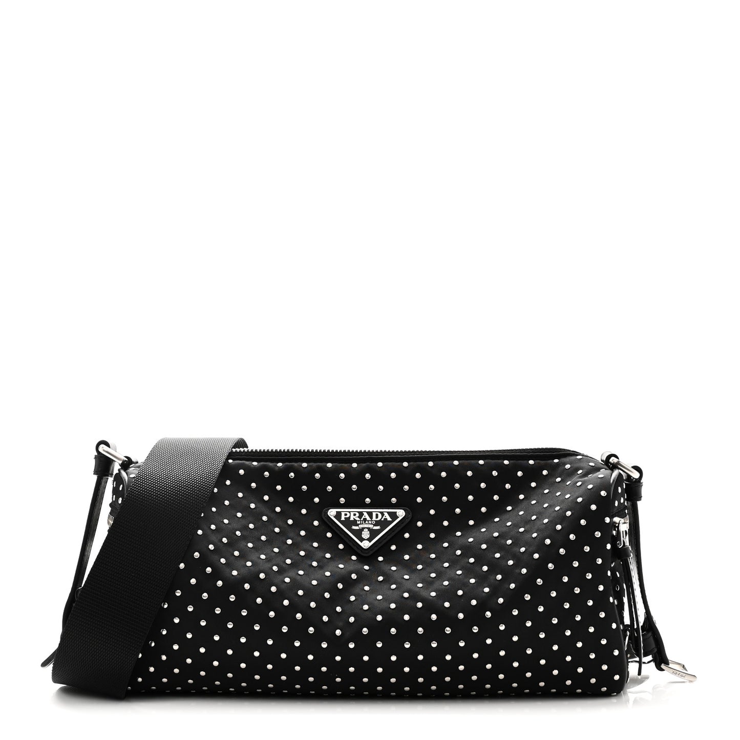 Re-Nylon Studded Shoulder Bag Black