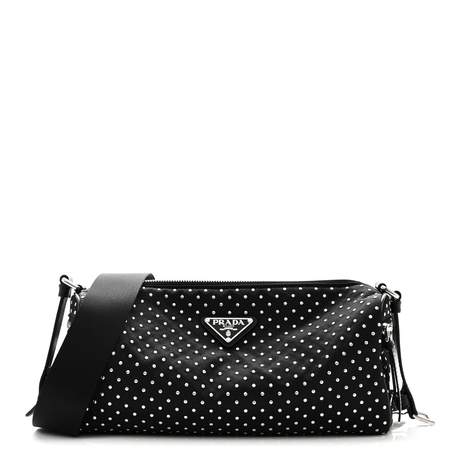 Prada Re-Nylon Studded Shoulder Bag Black 1 of 9