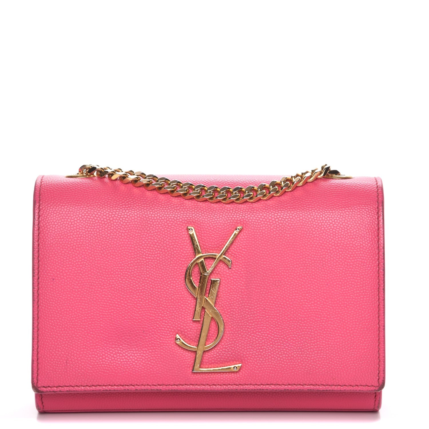 Saint Laurent Grain De Poudre Small Monogram Kate Satchel Fuchsia 1 of 9