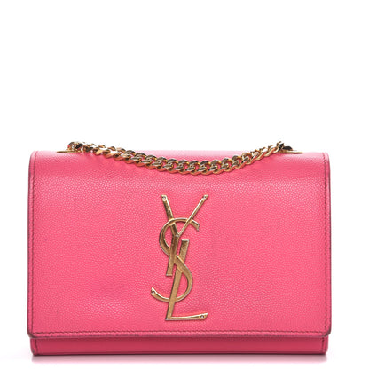 Saint Laurent Grain De Poudre Small Monogram Kate Satchel Fuchsia 1 of 9