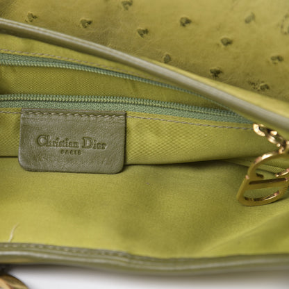 Christian Dior Ostrich Saddle Bag Green 6 of 19