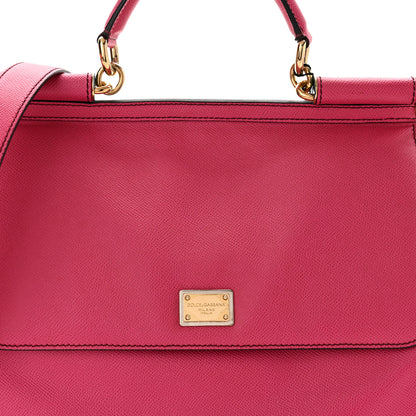 Dolce & Gabbana Dauphine Large Bi-Color Miss Sicily Satchel Fuchsia Red 7 of 9