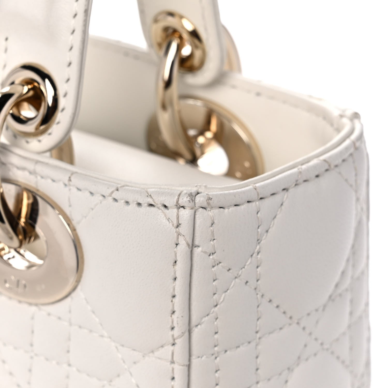 Christian Dior Lambskin Cannage Small My ABCDior Lady Dior White 14 of 16