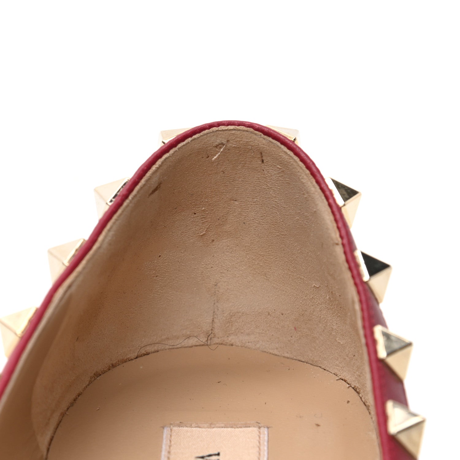 Valentino Garavani Pebbled Calfskin Rockstud Ballerina Flats 38 Scarlet 10 of 10