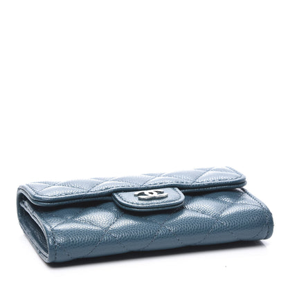 Chanel Caviar Quilted Flap Card Holder Wallet Dark Turquoise 3 of 10