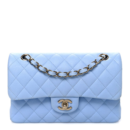 Chanel Caviar Quilted Small Double Flap Light Blue 1 of 13