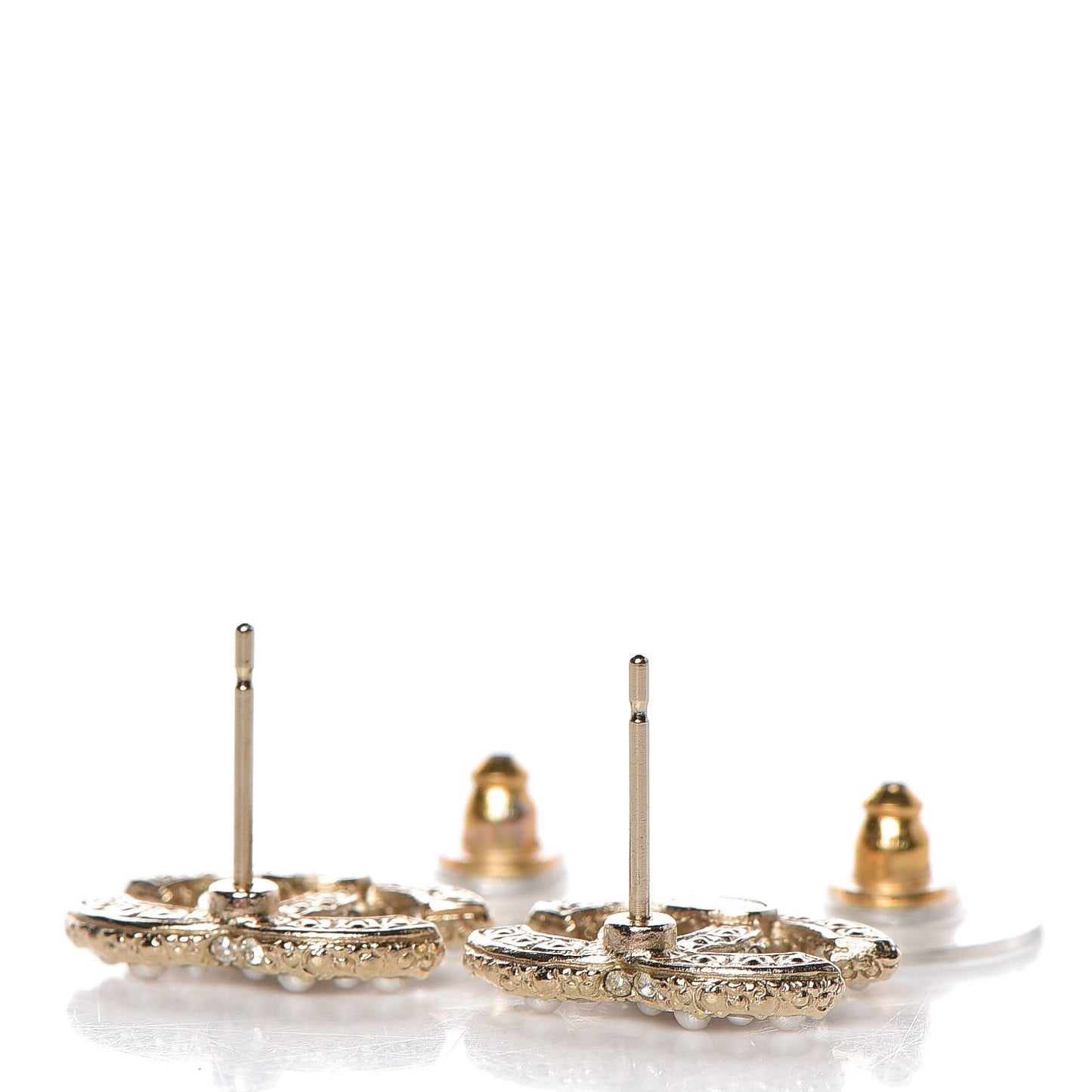 Crystal Pearl CC Earrings Light Gold