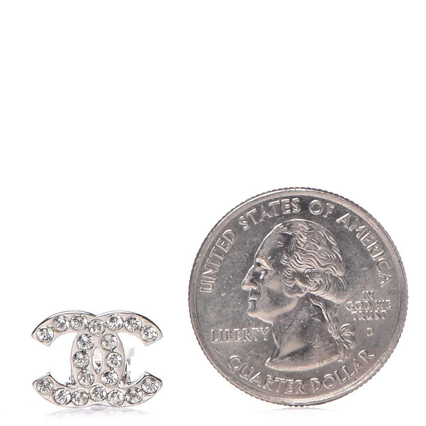 Crystal CC Clip On Earrings Silver
