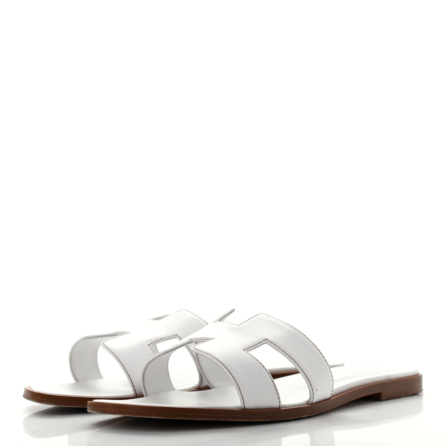 Hermes Box Calfskin Oran Sandals 39 White 3 of 9