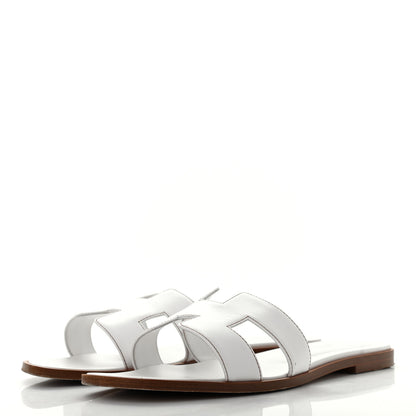 Hermes Box Calfskin Oran Sandals 39 White 3 of 9