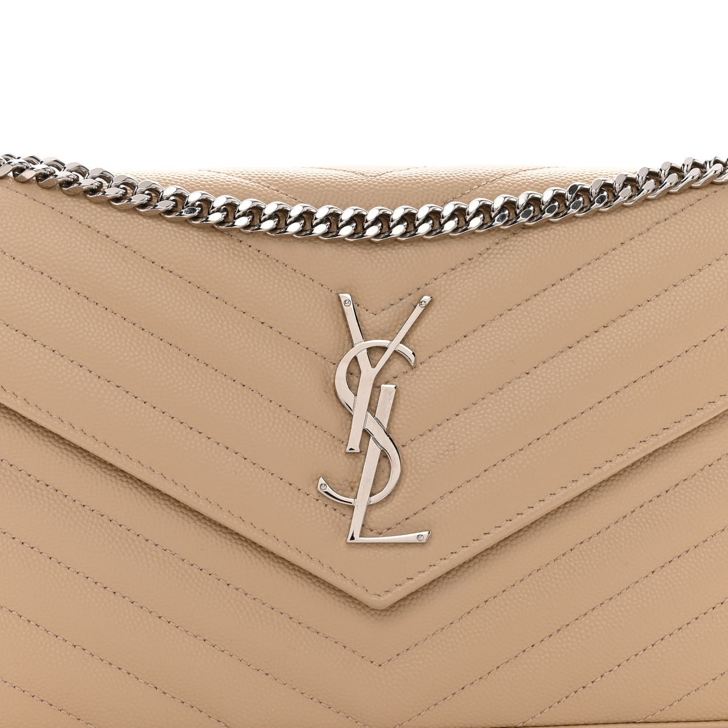 Grain De Poudre Matelasse Chevron Cassandre Envelope Chain Wallet Nude Powder