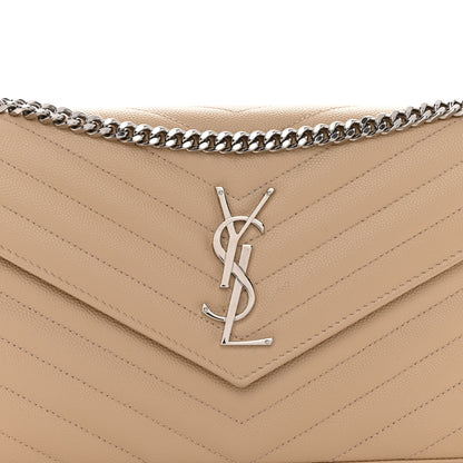 Saint Laurent Grain De Poudre Matelasse Chevron Cassandre Envelope Chain Wallet Nude Powder 7 of 9