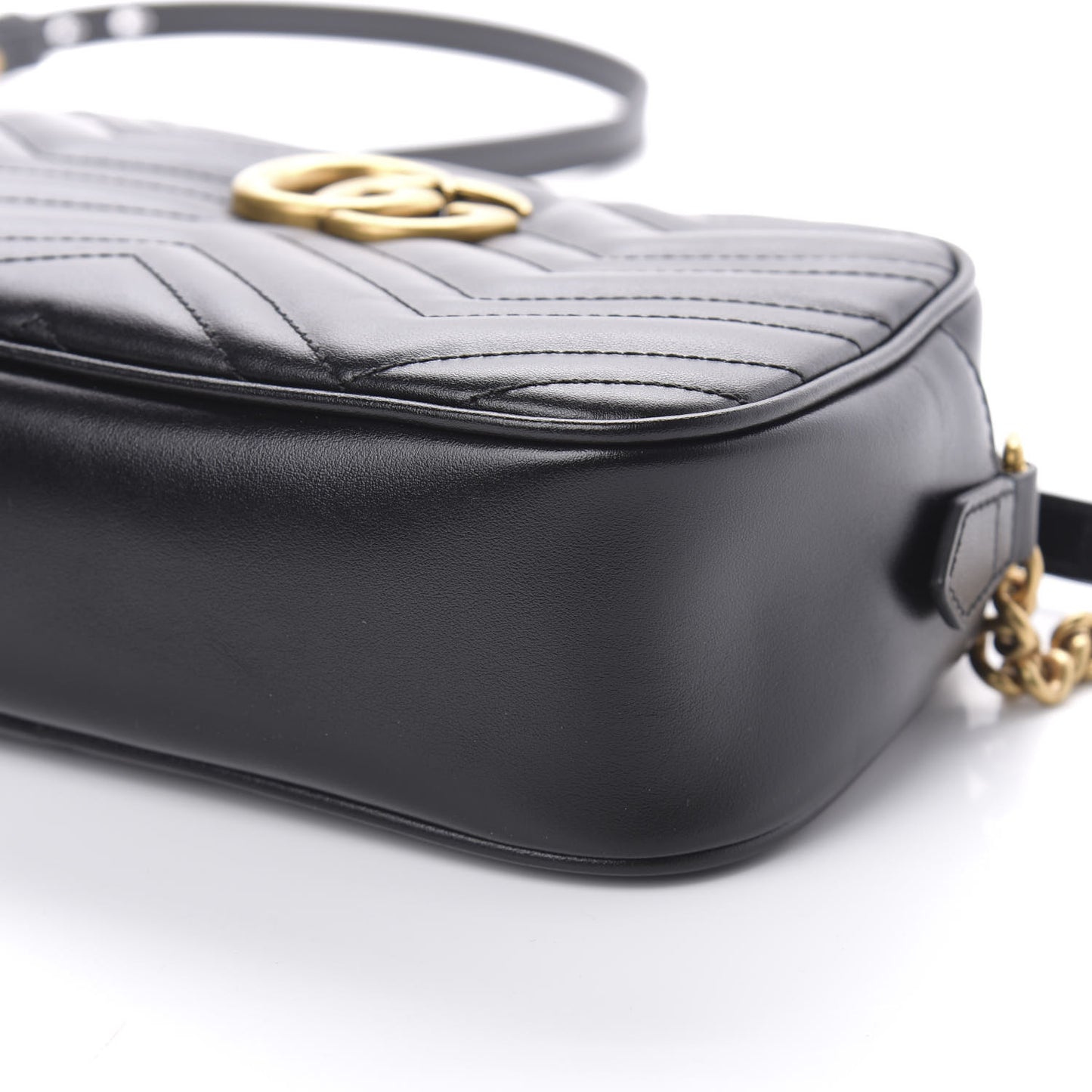 Calfskin Matelasse Small GG Marmont Chain Shoulder Bag Black