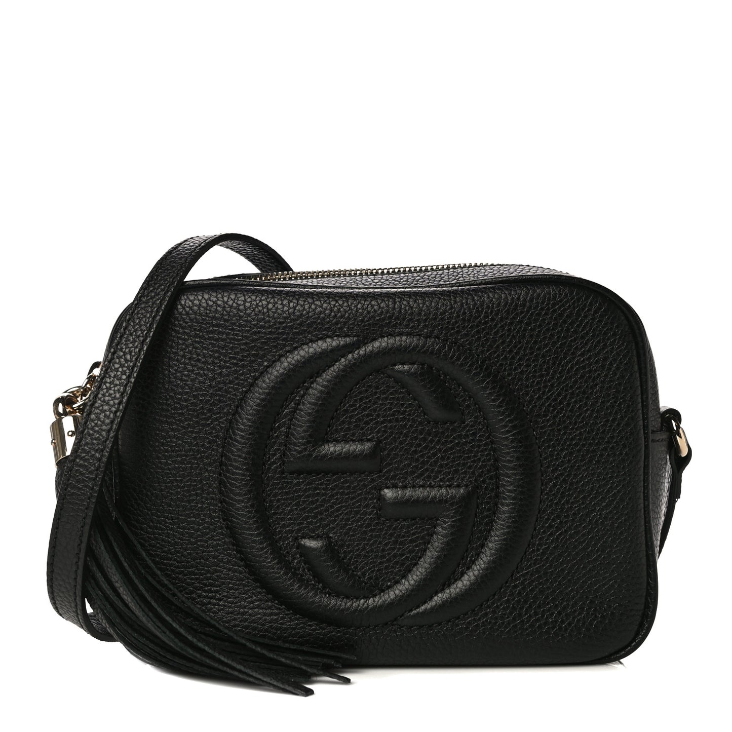 Pebbled Calfskin Small Soho Disco Bag Black