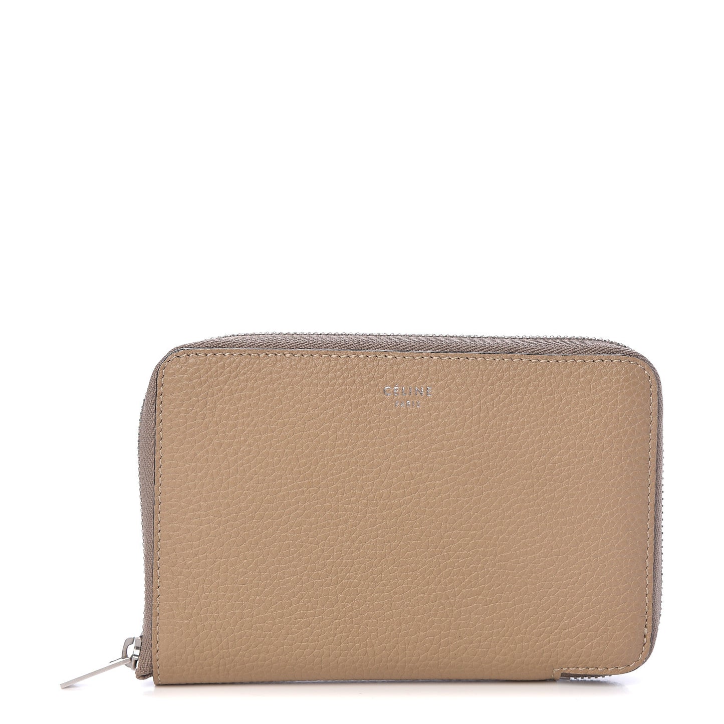 Drummed Calfskin Medium Zip Around Multifunction Wallet Dune