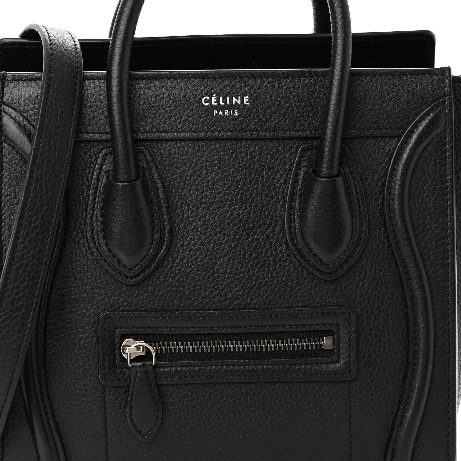 Celine Drummed Calfskin Nano Luggage Black 7 of 9