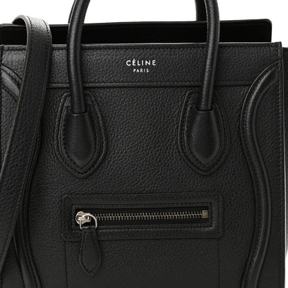 Celine Drummed Calfskin Nano Luggage Black 7 of 9