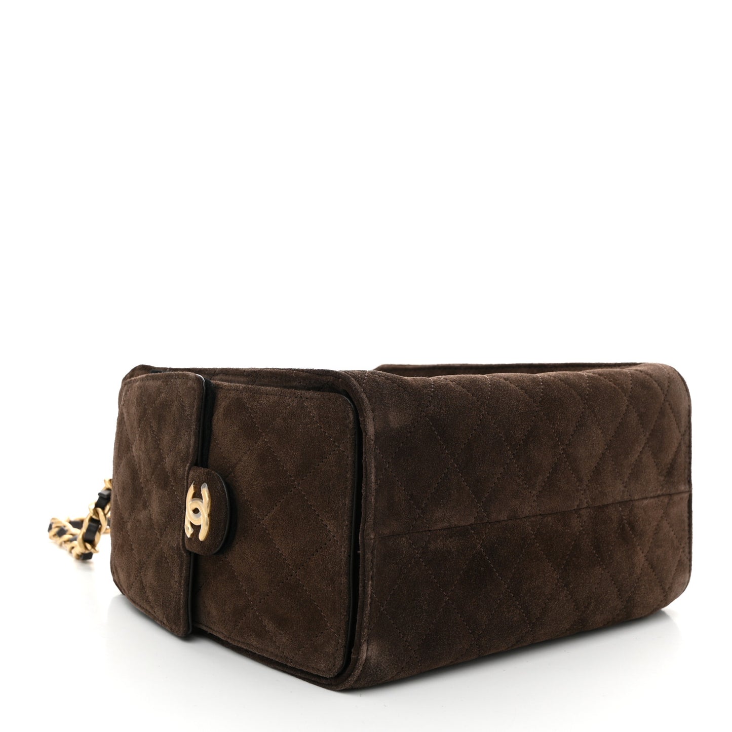 Suede Quilted Small Chanel 25 Handbag Dark Brown