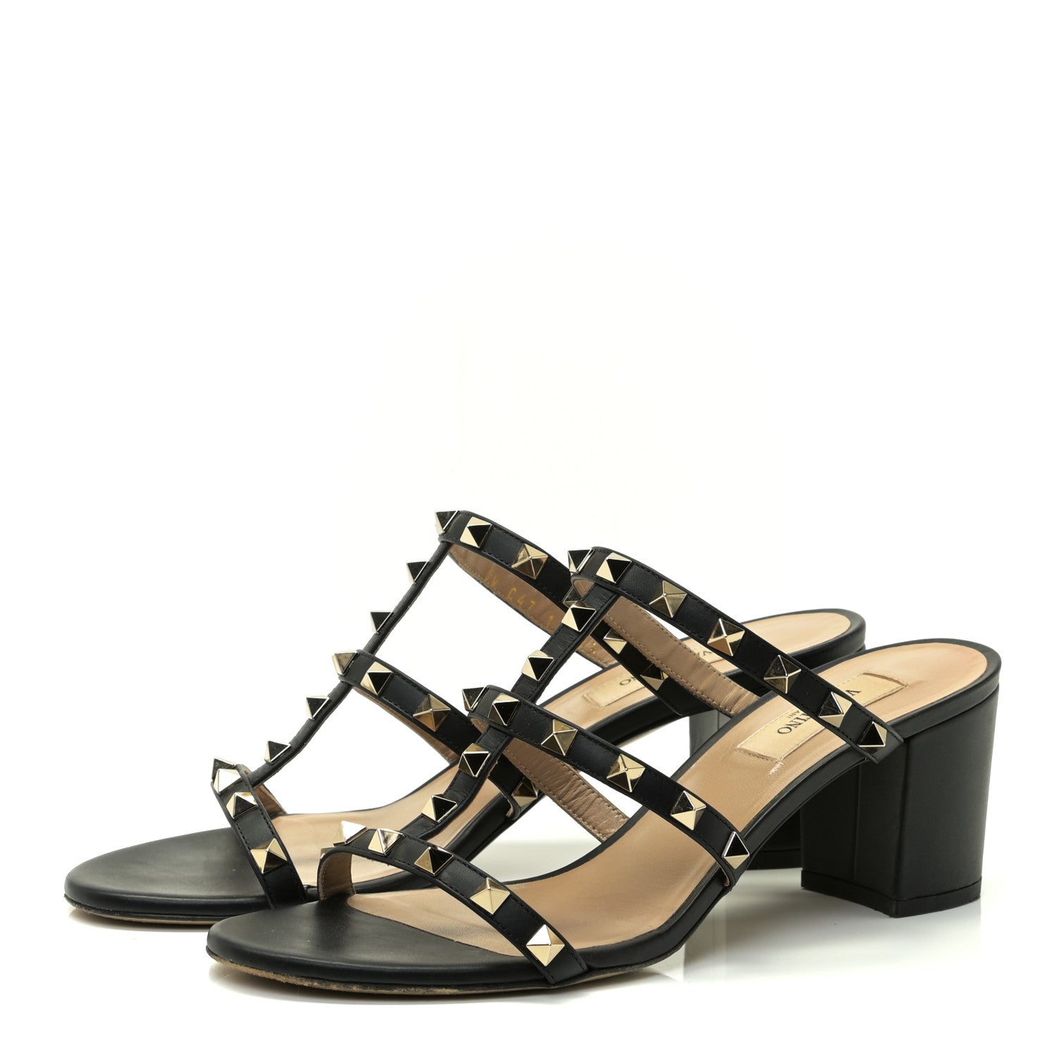 Valentino Garavani Calfskin Rockstud 60mm Caged Slide Sandals 38.5 Black 2 of 10