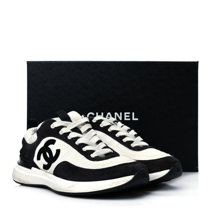 Chanel Nylon Suede Calfskin CC Sneakers 39.5 White Dark Grey 8 of 8
