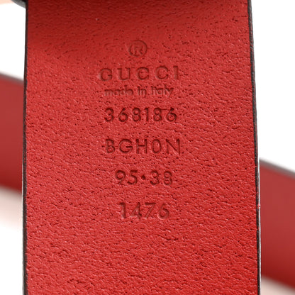 Gucci Selleria Calfskin Nickel Interlocking G 37mm Belt 95 38 Rosso 5 of 8