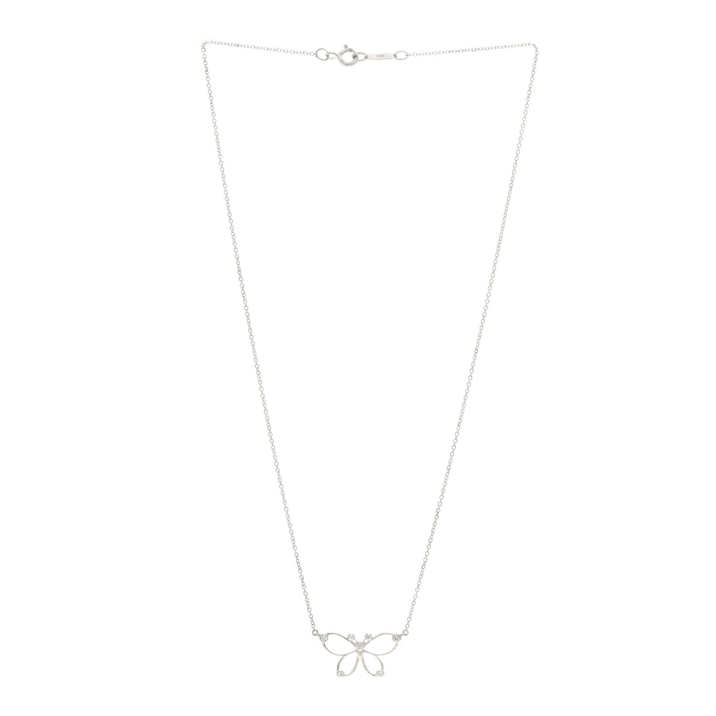 Sterling Silver Diamond Butterfly Pendant Necklace