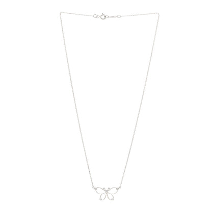 Tiffany Sterling Silver Diamond Butterfly Pendant Necklace 3 of 4