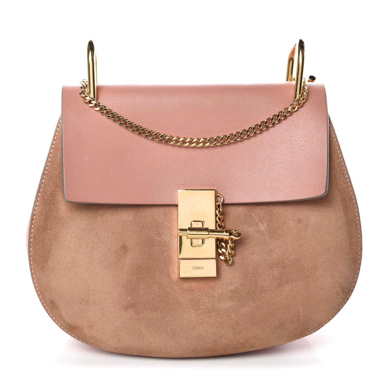 Suede Smooth Calfskin Drew Shoulder Bag Misty Rose