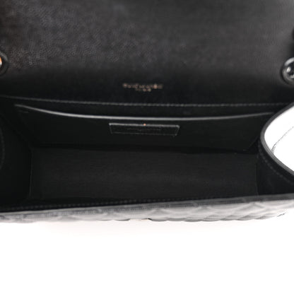 Saint Laurent Grain De Poudre Textured Mixed Matelasse Triquilt Medium Monogram Monochrome Satchel Black 5 of 9