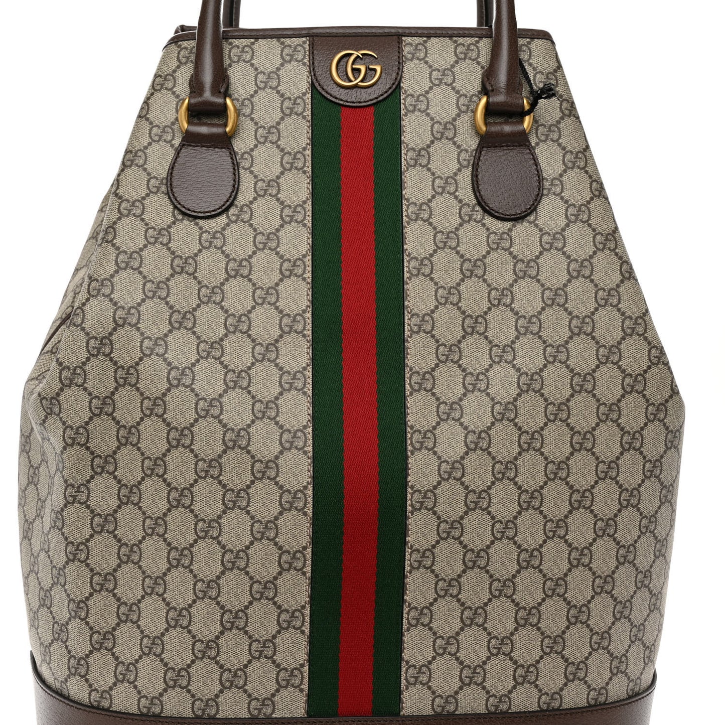 GG Supreme Monogram Textured Dollar Calfskin Web Savoy Duffle Bag Beige Ebony