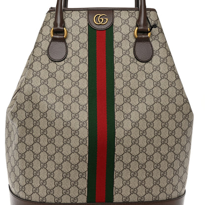 Gucci GG Supreme Monogram Textured Dollar Calfskin Web Savoy Duffle Bag Beige Ebony 7 of 9