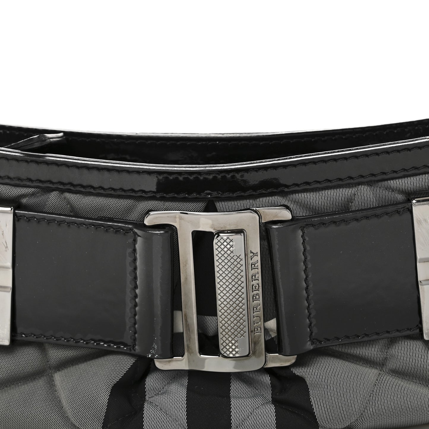 Patent Smoked Check Quilted Small Beaton Black