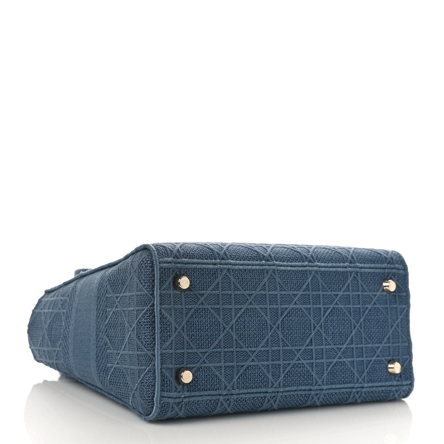 Christian Dior Canvas Embroidered Cannage Medium Lady D-Lite Denim Blue 4 of 8