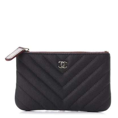Chanel Caviar Chevron Quilted Small Cosmetic Case Black 1 of 11
