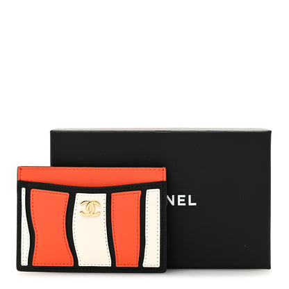 Chanel Lambskin Coco Beach Card Holder Orange White Black 8 of 8