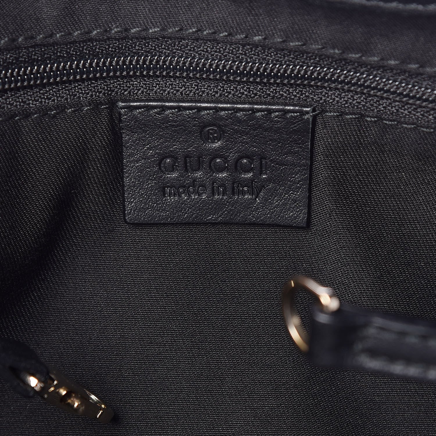 Gucci Calfskin Large D Gold Ring Shoulder Bag Black 8 of 14