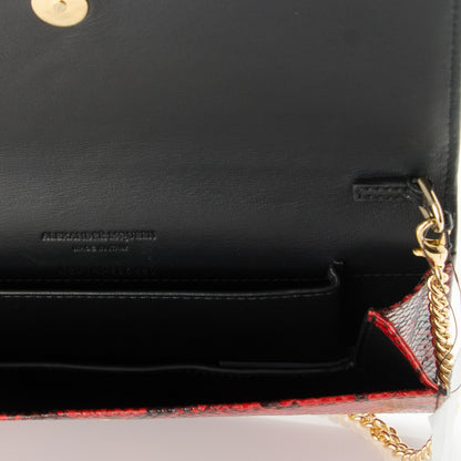 Alexander McQueen Python Insignia Crossbody Chain Clutch China Red 5 of 6