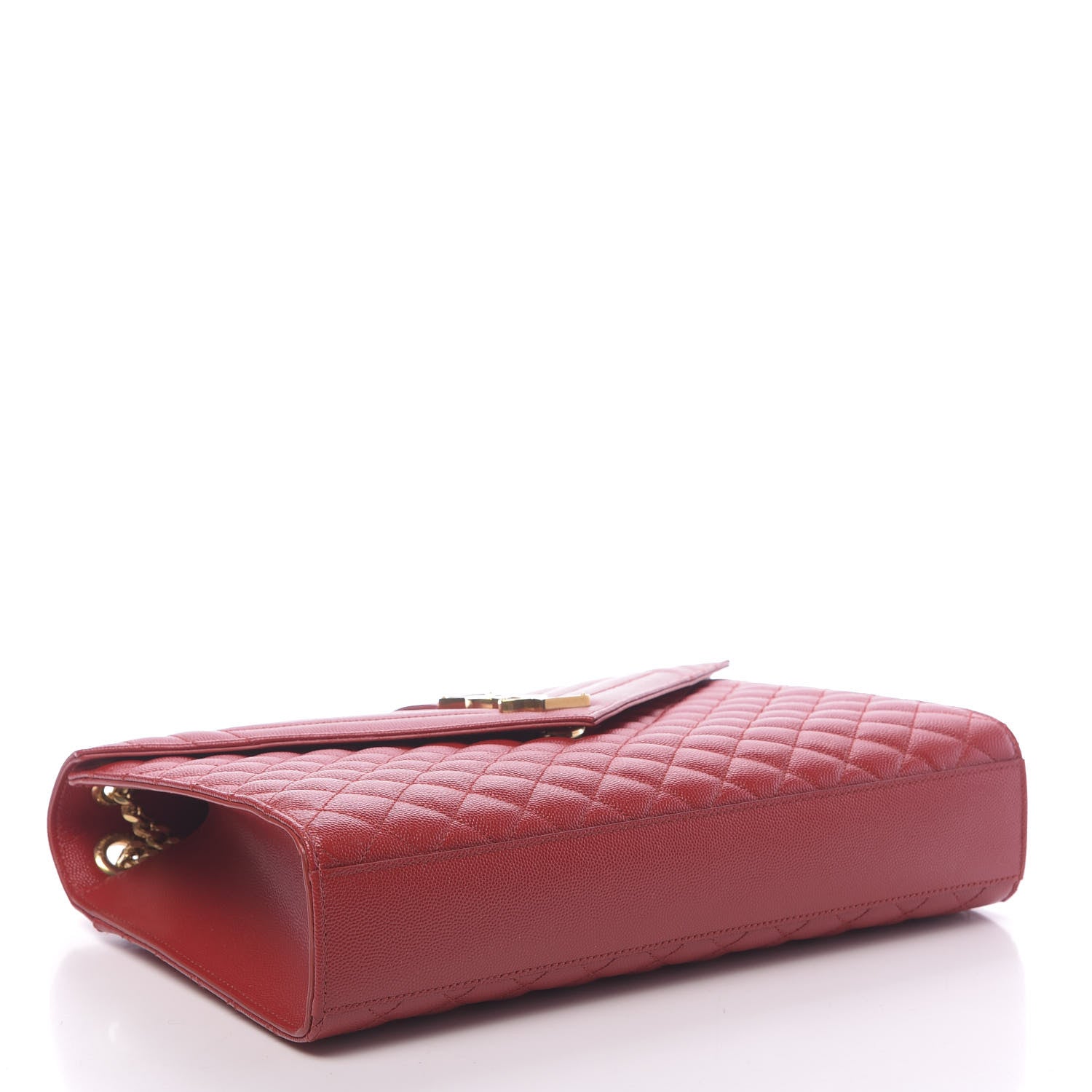 Saint Laurent Grain De Poudre Mixed Matelasse Large Triquilt Monogram Satchel New Red 4 of 9