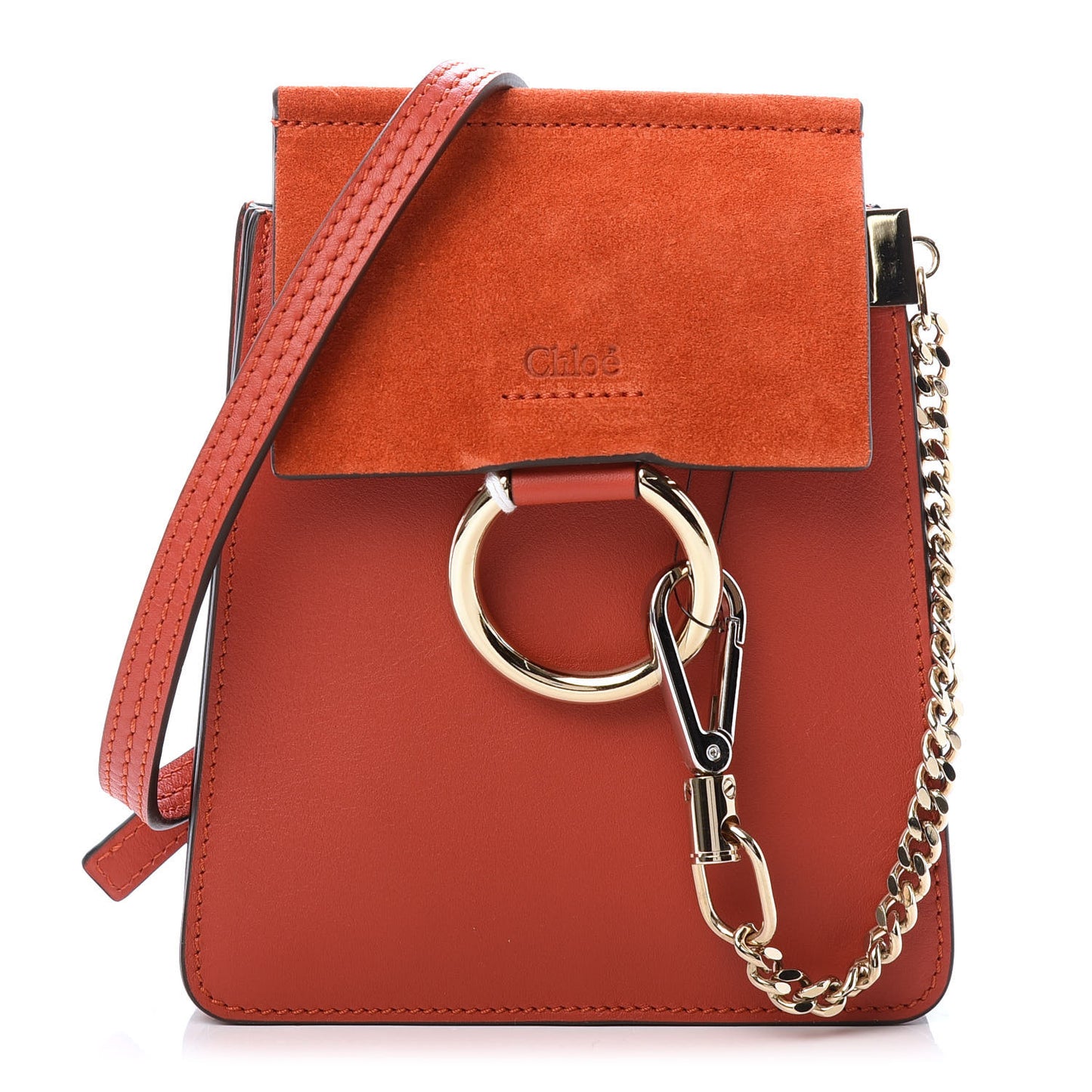 Chloe Suede Calfskin Mini Faye Bracelet Bag Earthy Red 733597