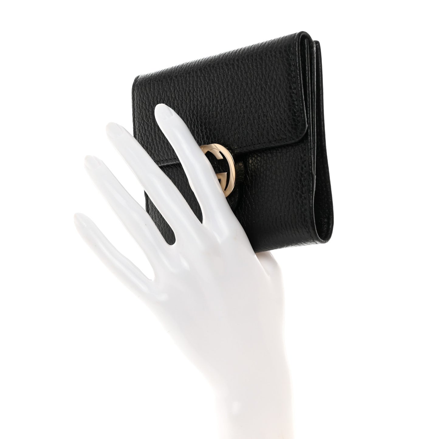 Dollar Calfskin Interlocking G French Wallet Black