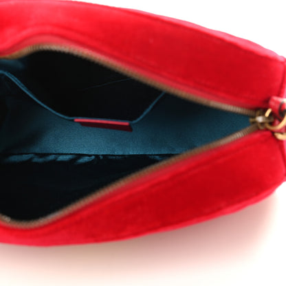 Gucci Velvet Matelasse Small GG Marmont Chain Shoulder Bag Hibiscus Red 5 of 10