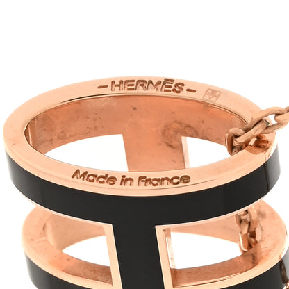 Hermes Lacquered Rose Gold Pop H Pendant Necklace Black 5 of 7