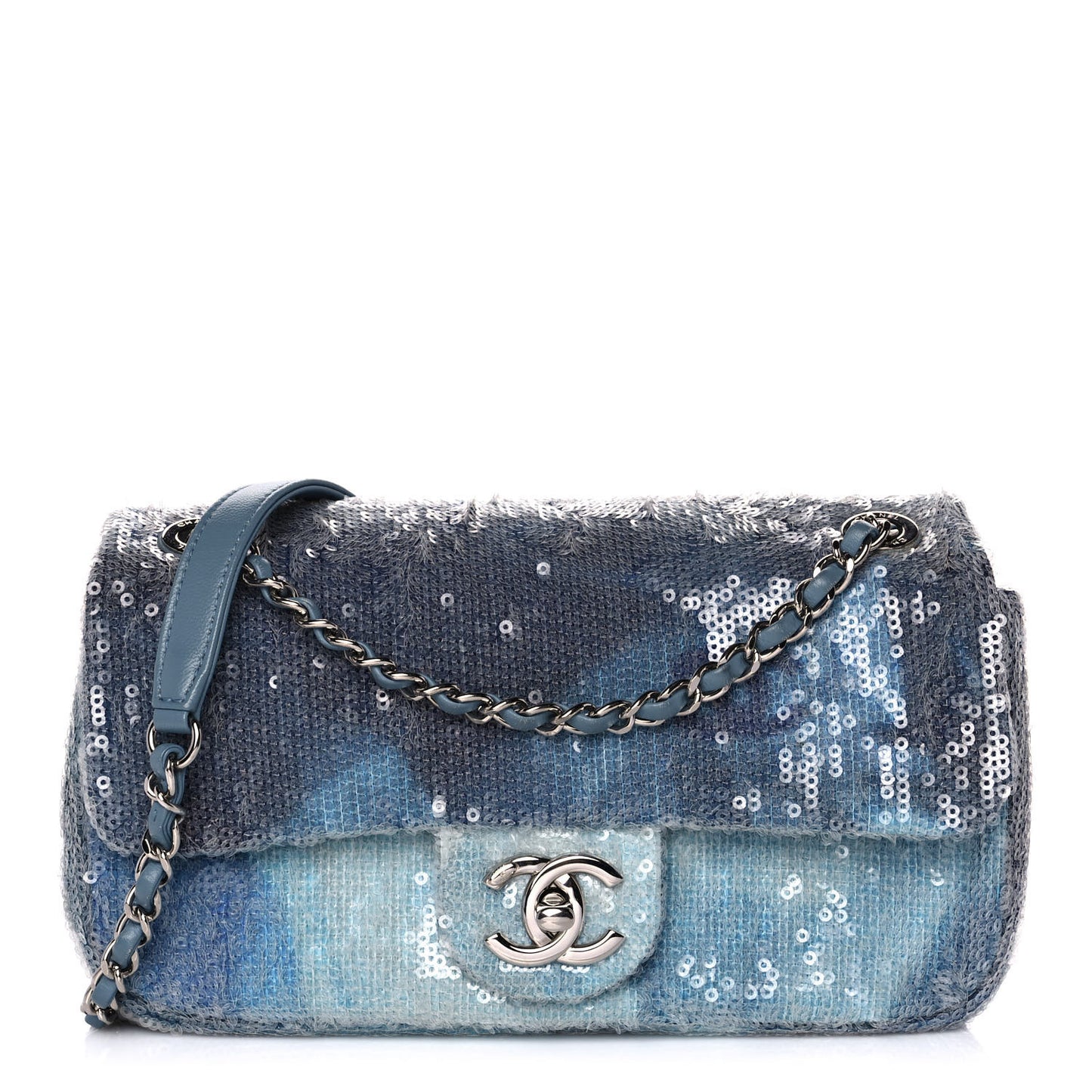 Sequin Mini Waterfall Flap Light Blue