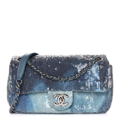 Chanel Sequin Mini Waterfall Flap Light Blue 1 of 10