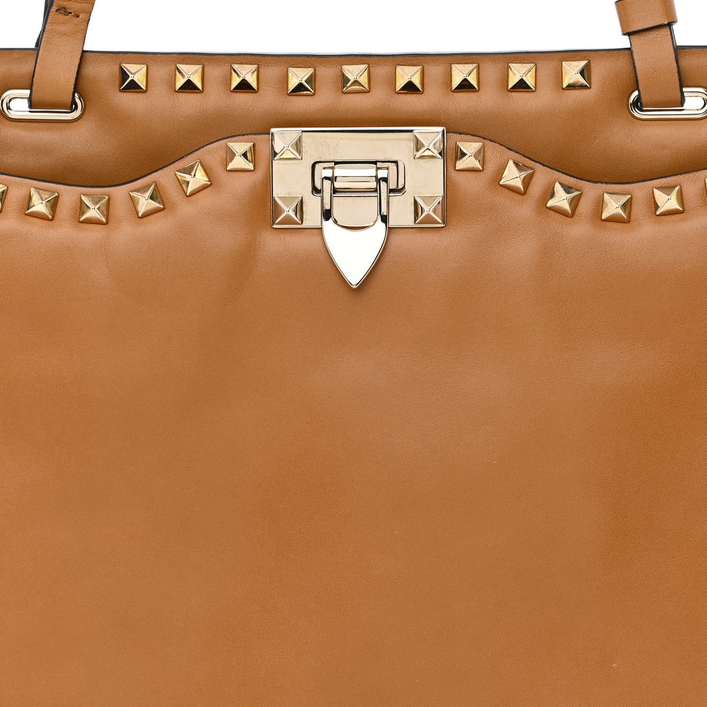 Vitello Rockstud Shoulder Satchel Light Cuir