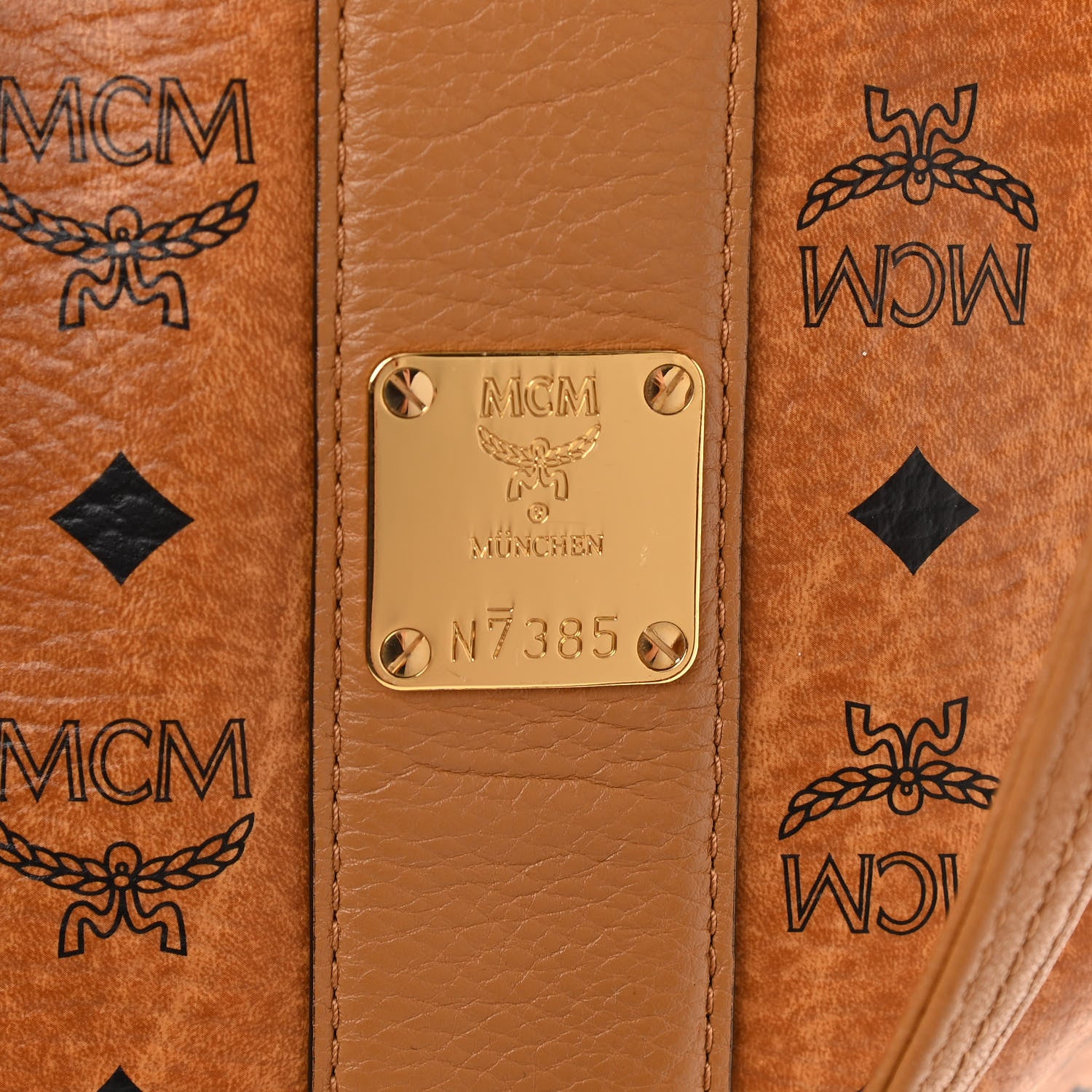 MCM Visetos Large Liz Reversible Shopper Tote Cognac 9 of 15